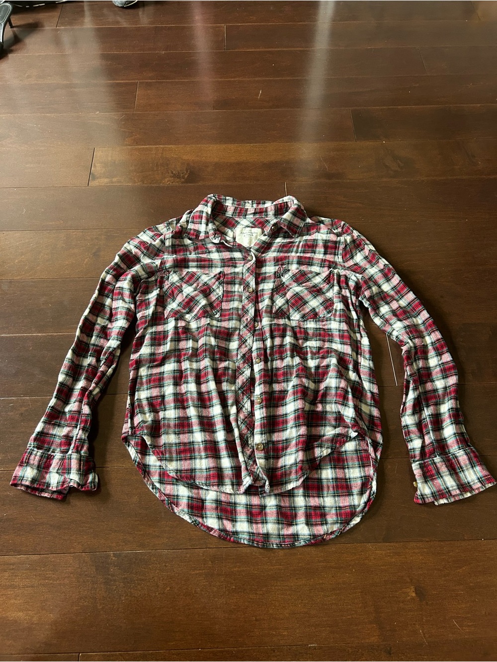 Abercrombie & Fitch Red and White Plaid Button-Down Shirt